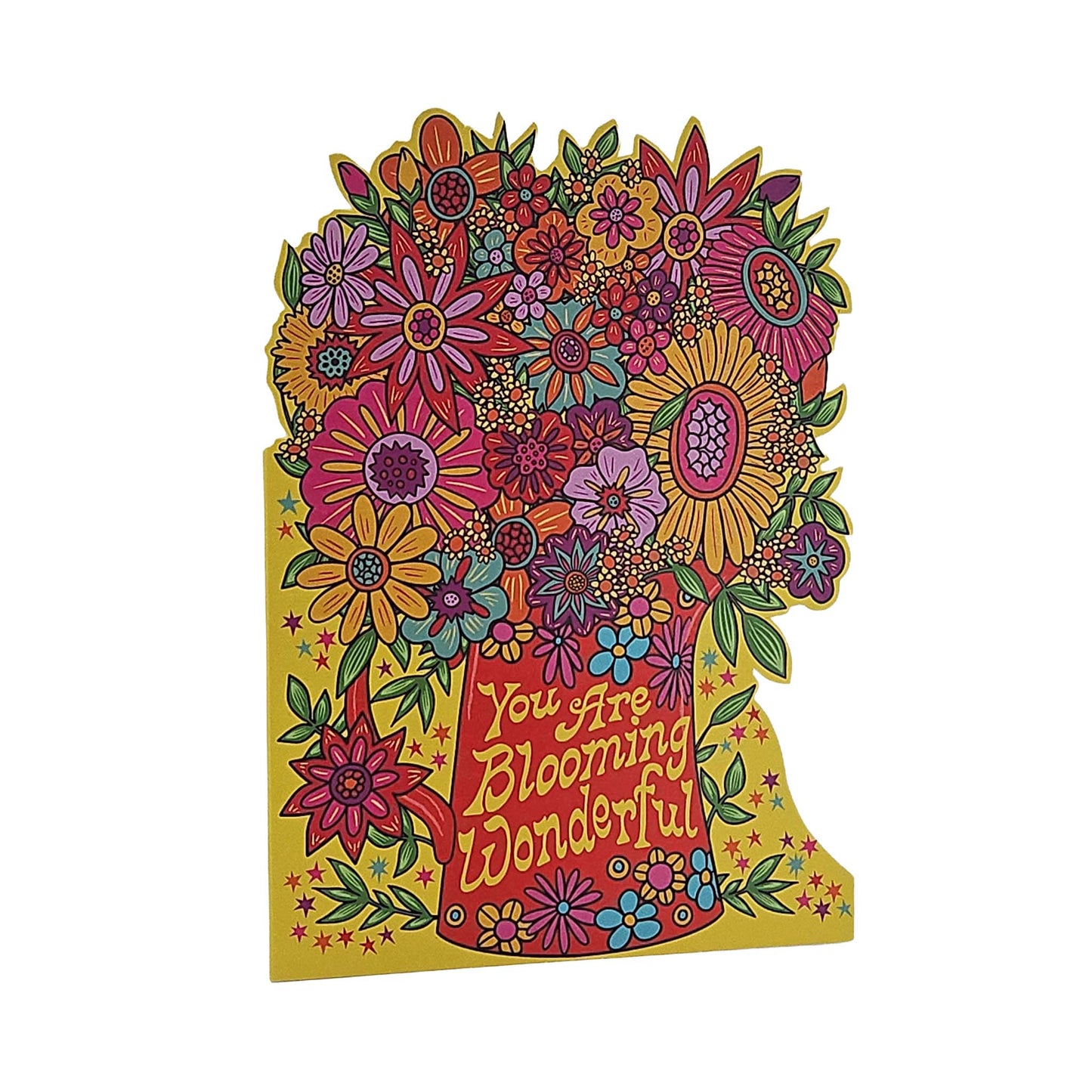 Blooming Wonderful Psychedelic Flowers Cutout Card