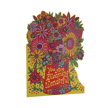 Blooming Wonderful Psychedelic Flowers Cutout Card