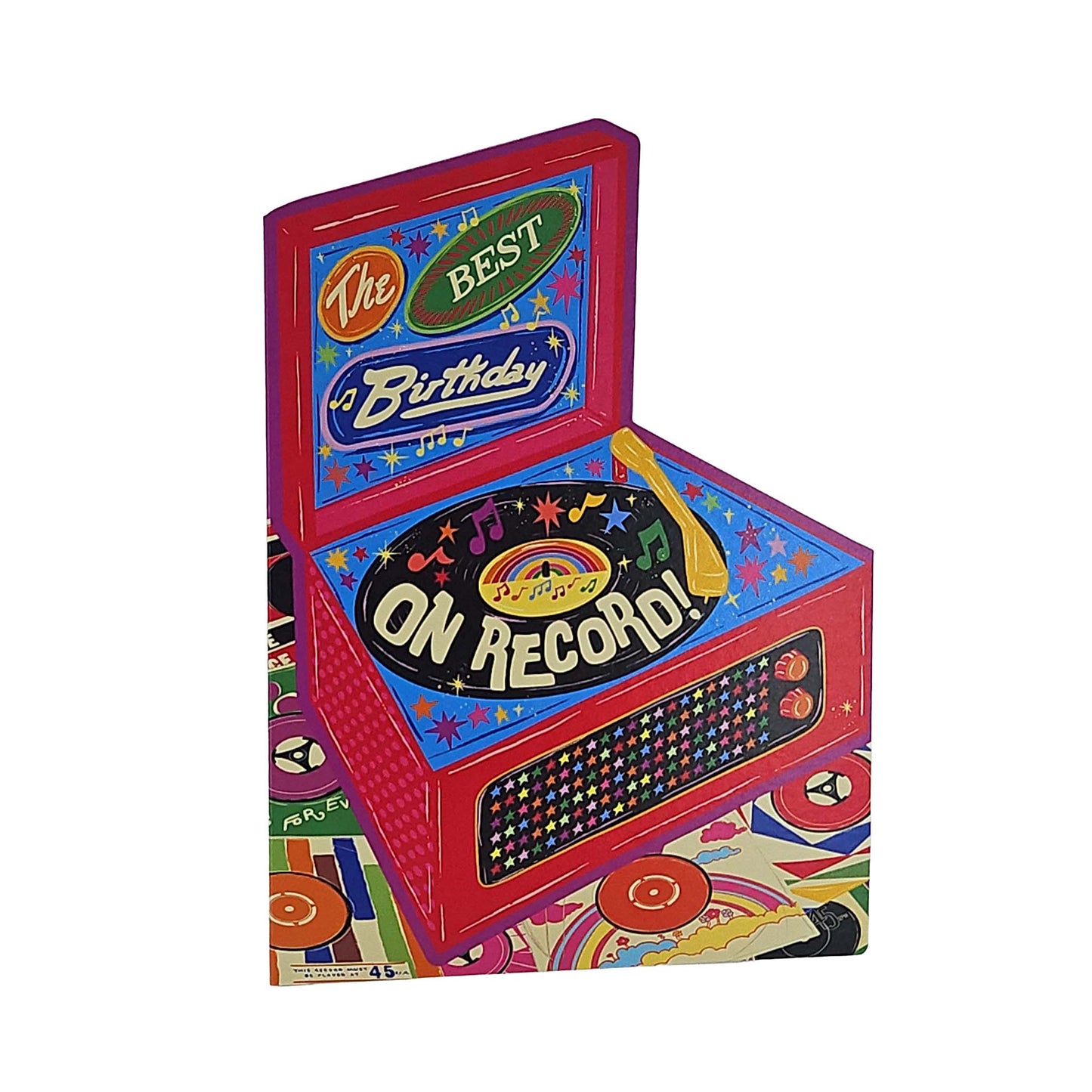Best Birthday Vinyl Record Player Cutout Birthday Card