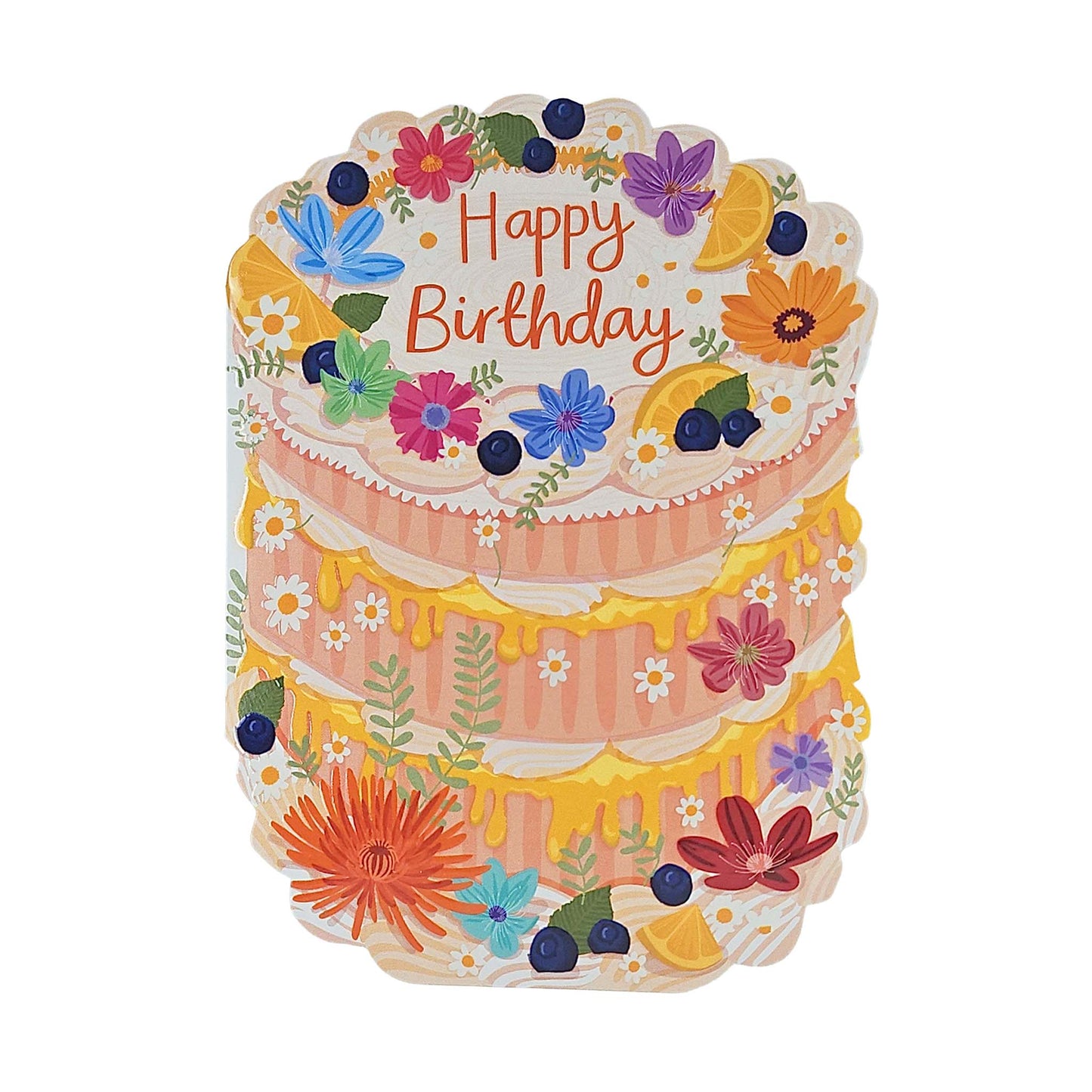 Happy Birthday Spot Varnish Cutout Cake Birthday Card