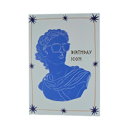 Birthday Icon Greek God Gold Foiled Birthday Card