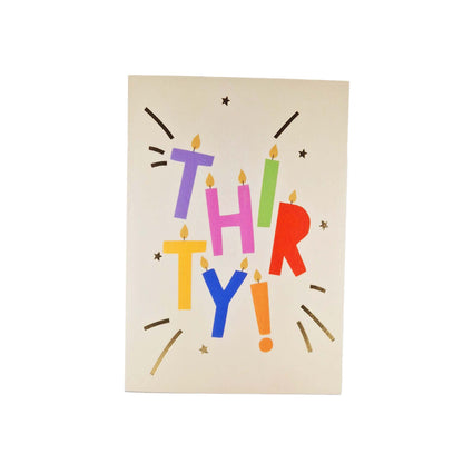 Gold Foiled Thirty! Letter Candles Birthday Card