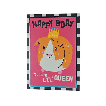 Happy Birthday Cute Lil Queen Guinea Pig Birthday Card
