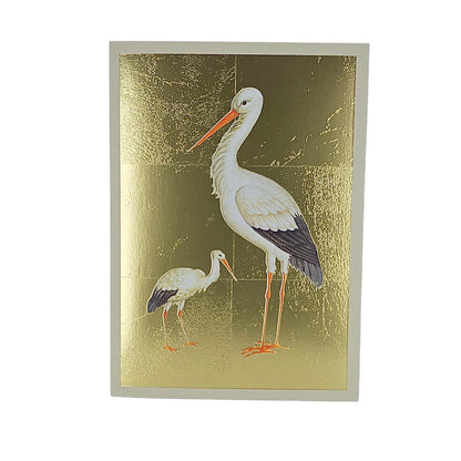 Mother & Baby Stork Gold Foiled Art Card