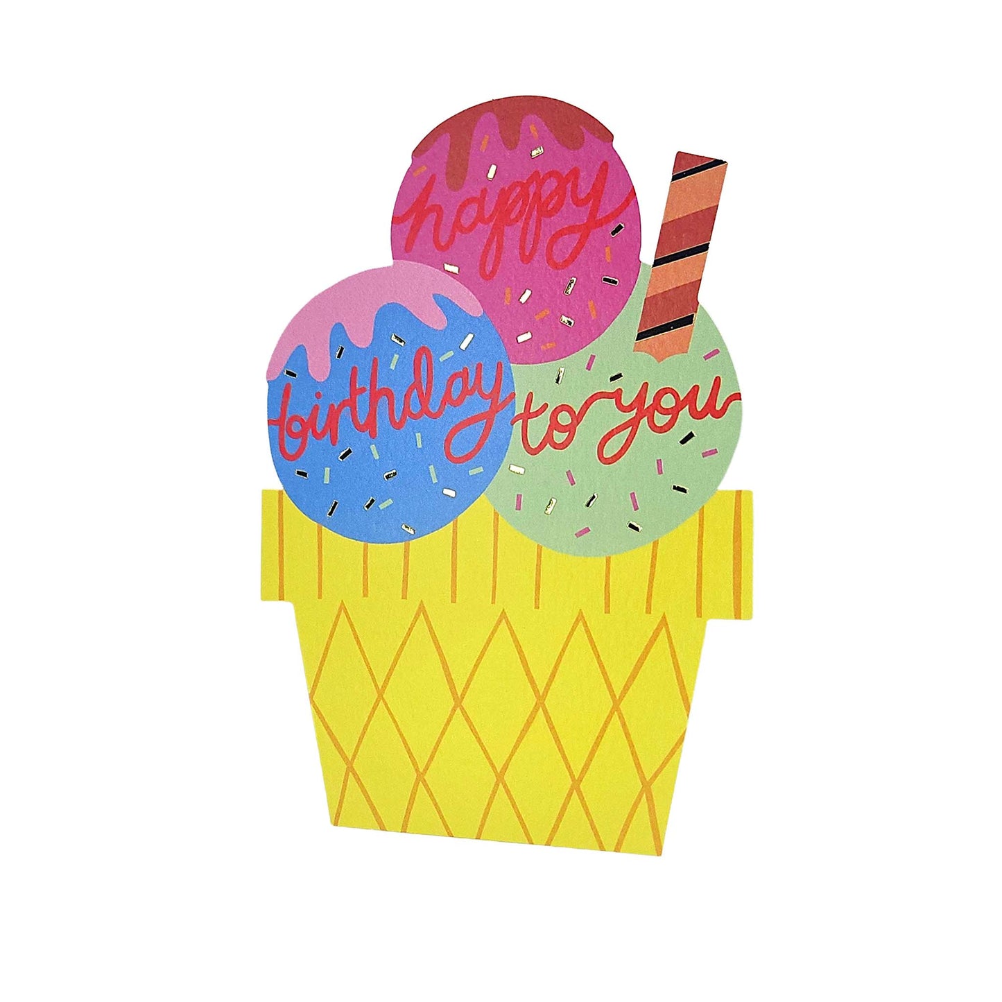 Happy Birthday To You Ice-cream Cutout Birthday Card