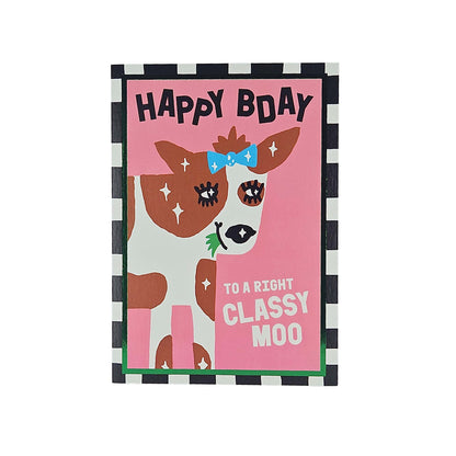 Happy Birthday Classy Moo Cow Birthday Card