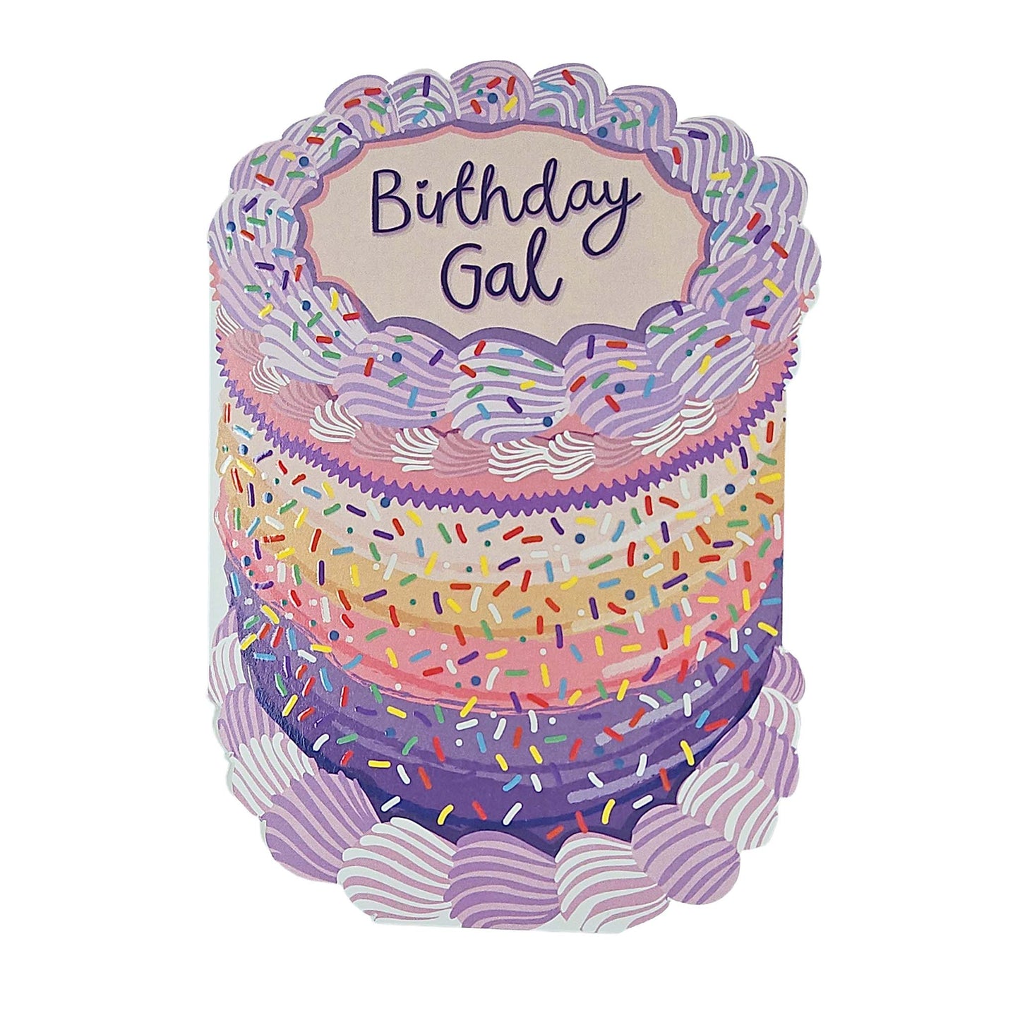 Birthday Gal Sprinkles Spot Varnish Cutout Cake Birthday Card