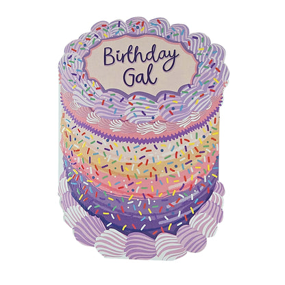 Birthday Gal Sprinkles Spot Varnish Cutout Cake Birthday Card