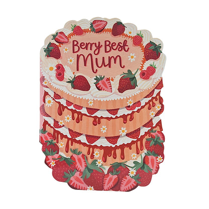 Berry Best Mum Spot Varnish Cutout Cake Mother's Day Card