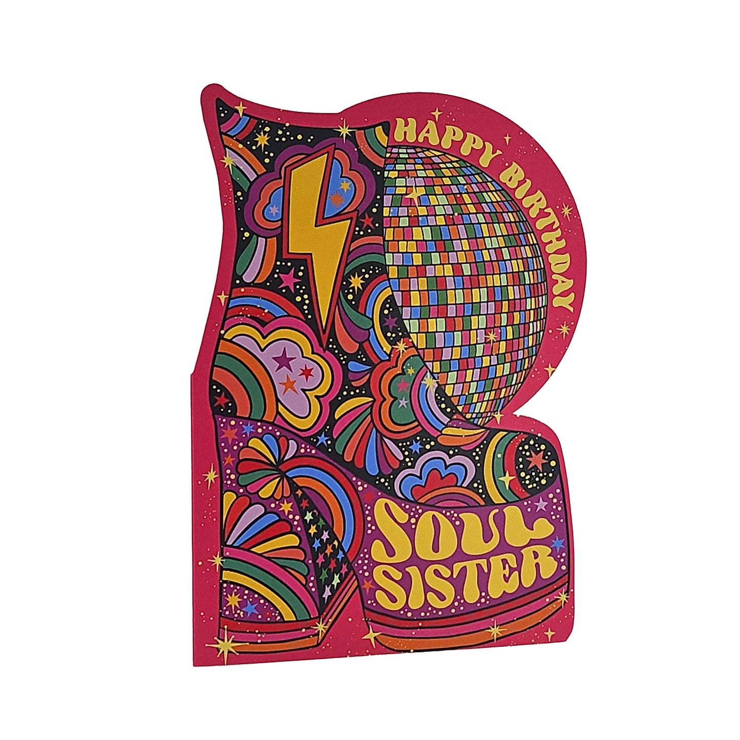 Soul Sister Disco Platform Boots Cutout Birthday Card