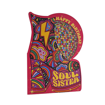 Soul Sister Disco Platform Boots Cutout Birthday Card
