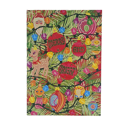 Merry and Bright Tree Decorations Gold Foiled Christmas Card