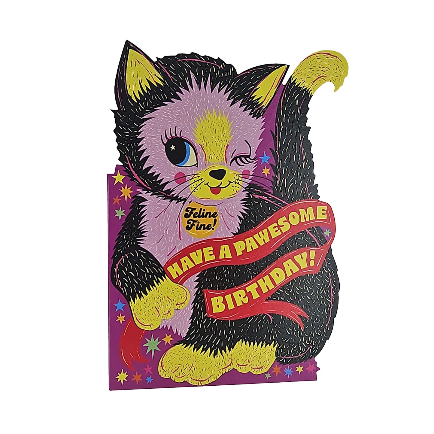 Pawesome Birthday Cat Cutout Birthday Card