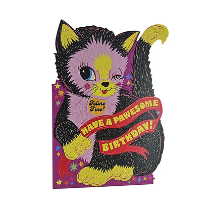 Pawesome Birthday Cat Cutout Birthday Card