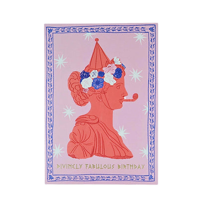 Divinely Fabulous Greek Goddess Gold Foiled Birthday Card