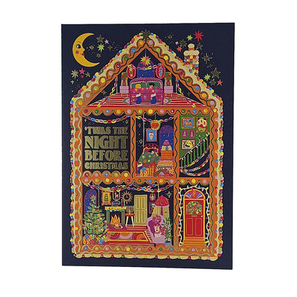 Night Before Christmas House Gold Foiled Christmas Card