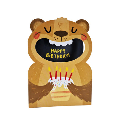 Big Mouthed Bear Die Cut Kids Birthday Card