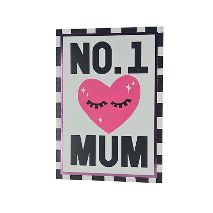 No.1 Mum Eyelash Heart Foiled Mother's Day Card