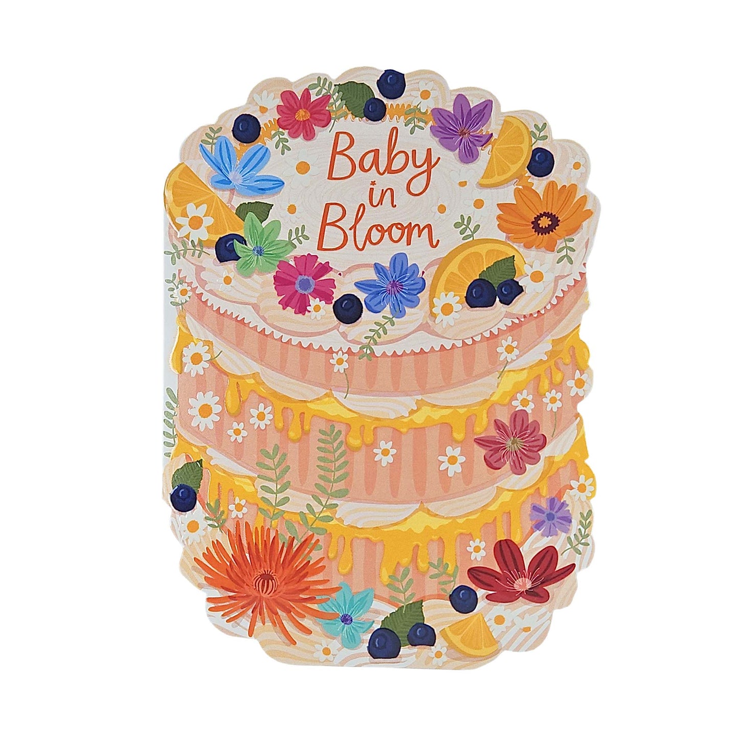 Baby in Bloom Spot Varnish Cutout Cake Pregnancy Card