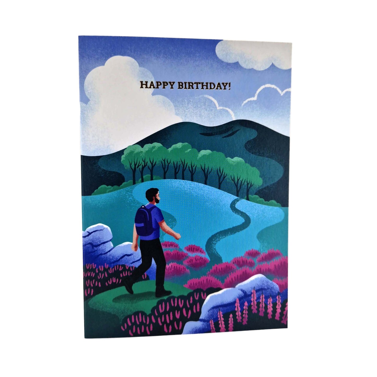 Happy Birthday Hiker Gold Foiled Birthday Card