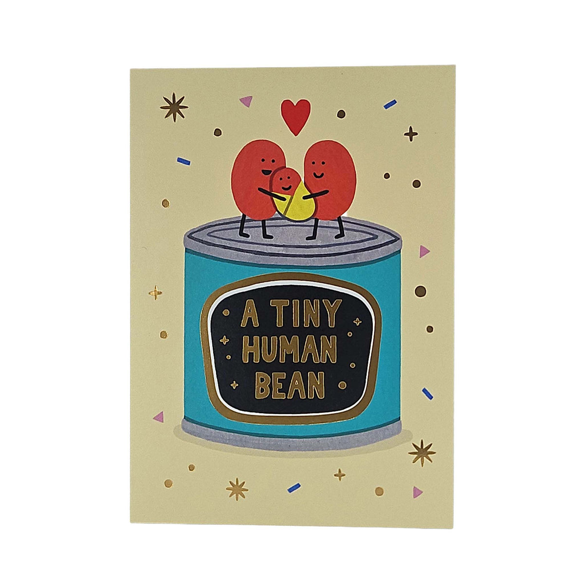 Tiny Human Bean Gold Foiled New Baby Card