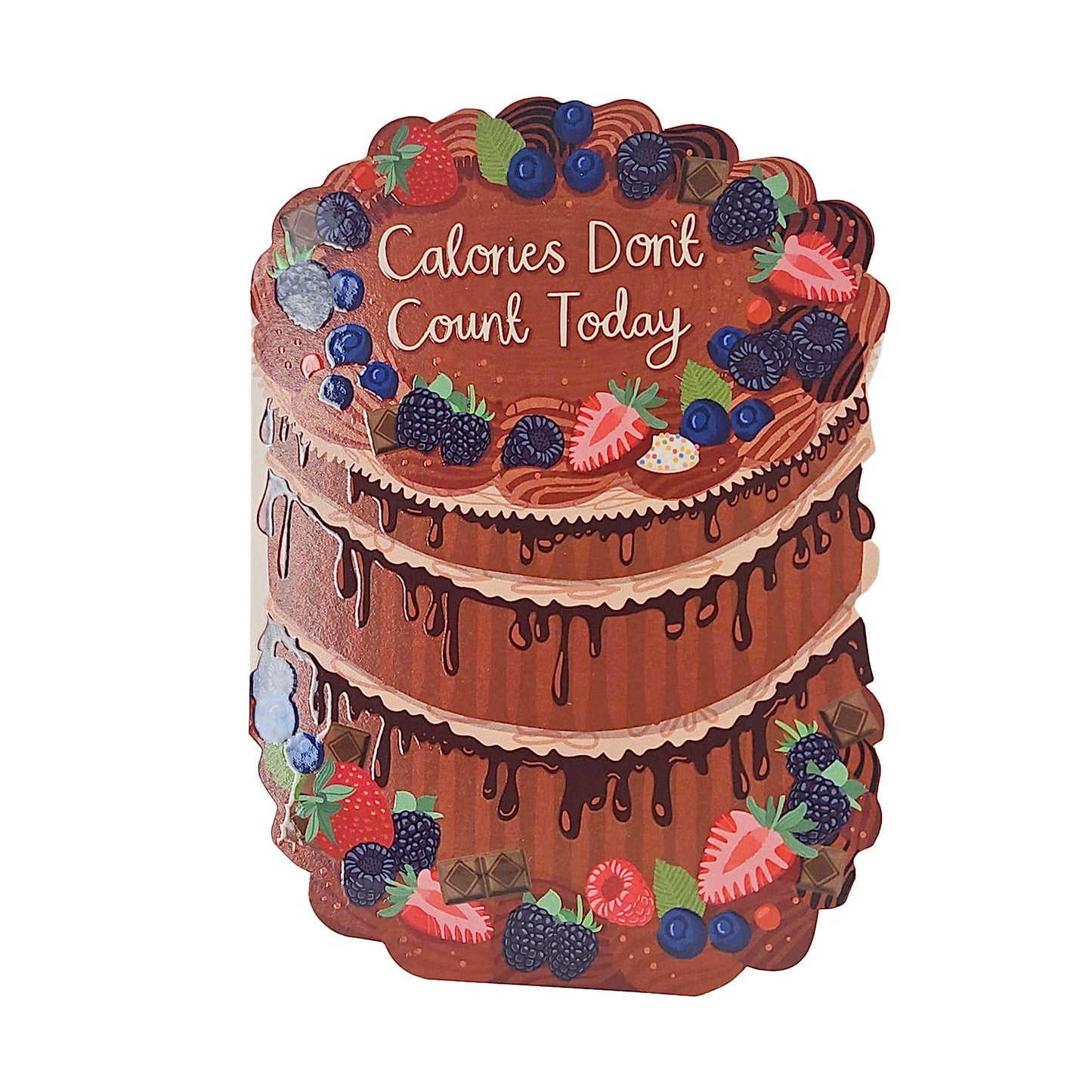 Calories Don’t Count Spot Varnish Cutout Chocolate Cake Birthday Card