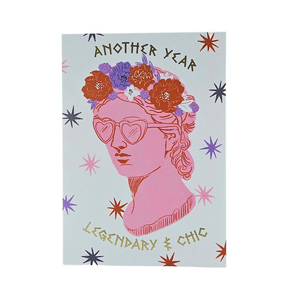 Legendary & Chic Greek Goddess Gold Foiled Birthday Card