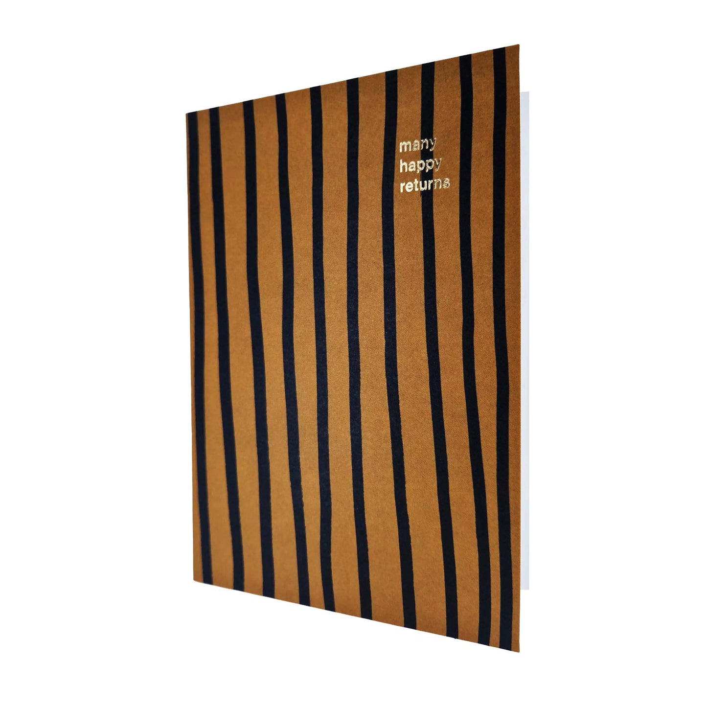 Many Happy Returns Stripes Gold Foiled Birthday Card