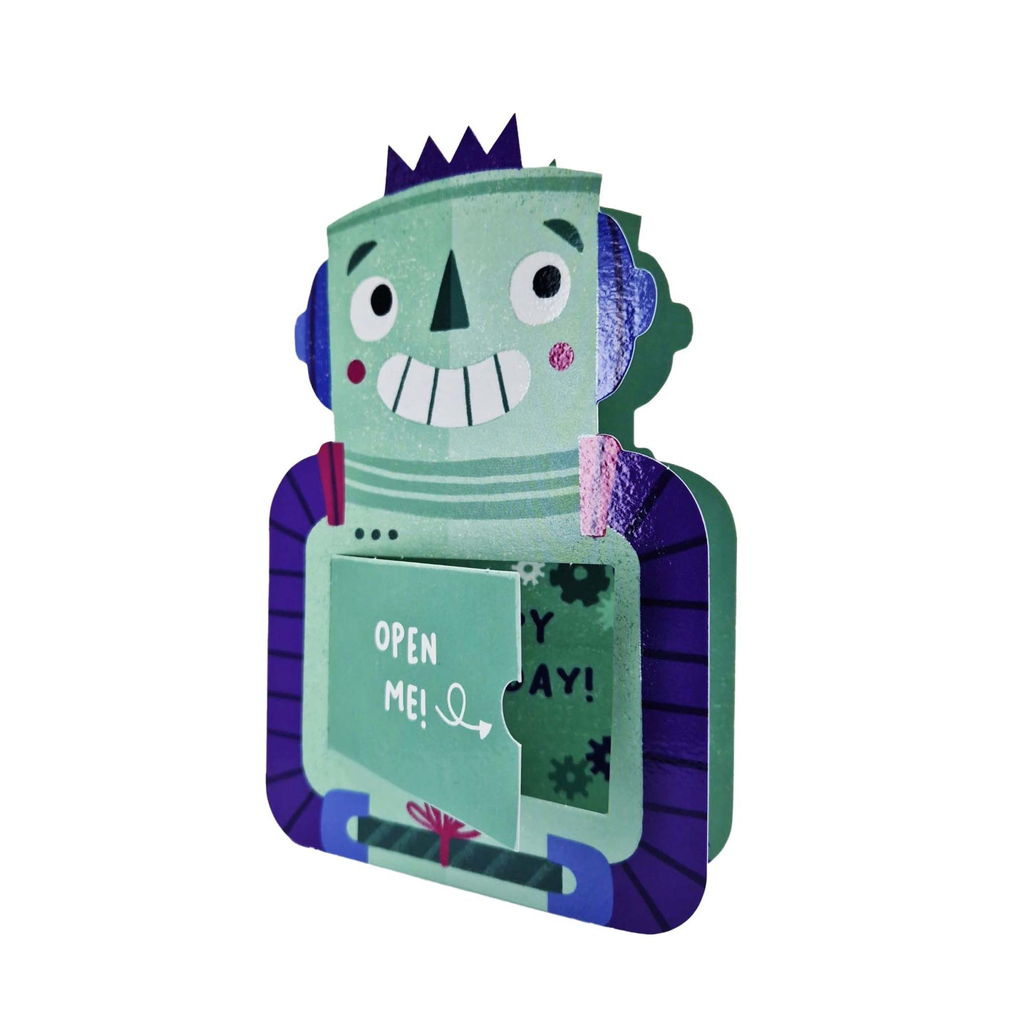 Robot Die Cut Kids Birthday Card