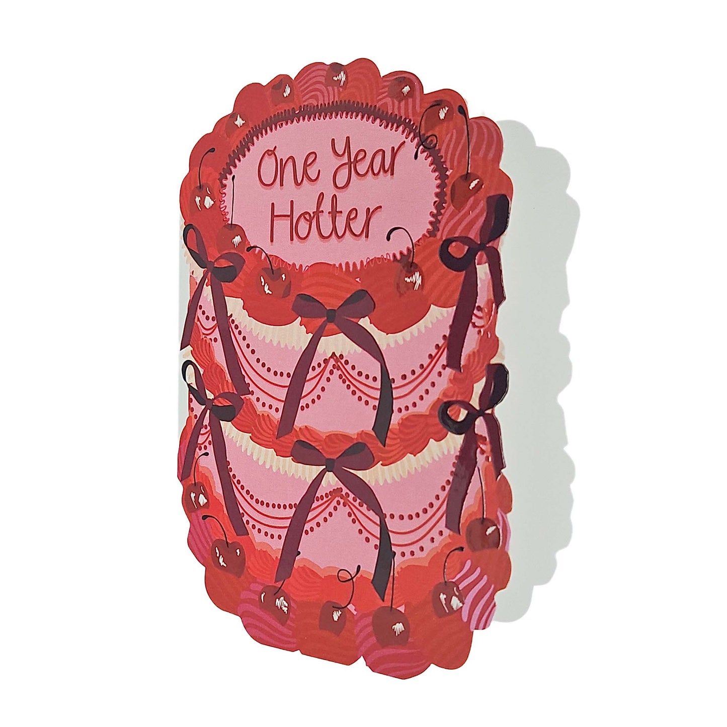 One Year Hotter Spot Varnish Cutout Cake Birthday Card