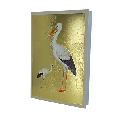 Mother & Baby Stork Gold Foiled Art Card