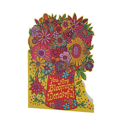 Blooming Wonderful Psychedelic Flowers Cutout Card