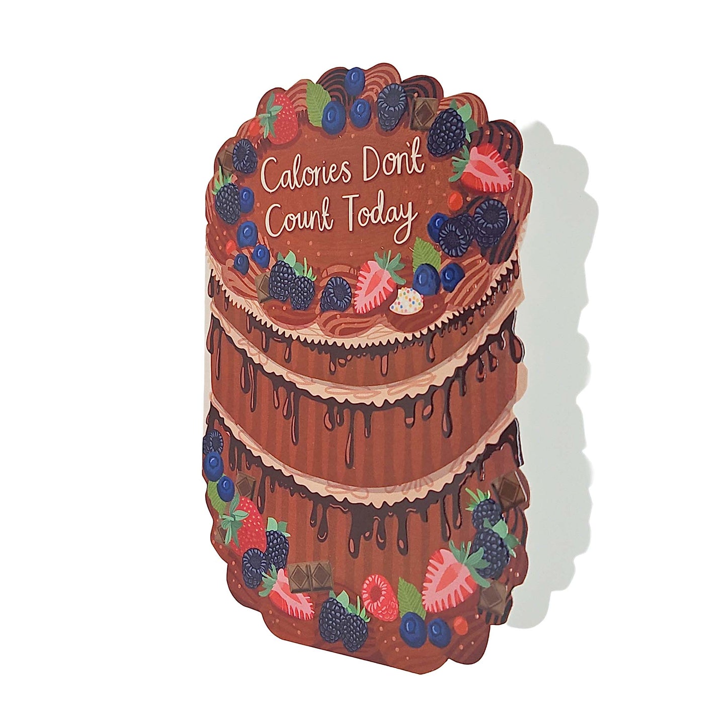 Calories Don’t Count Spot Varnish Cutout Chocolate Cake Birthday Card