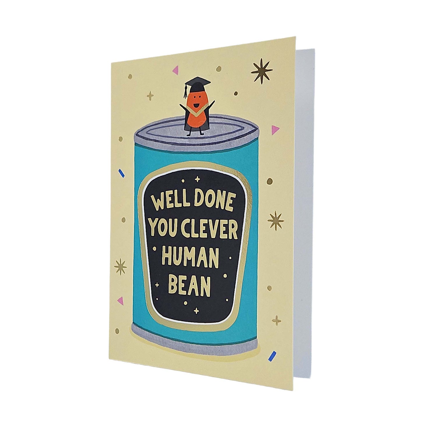 Clever Human Bean Gold Foiled Graduation Card