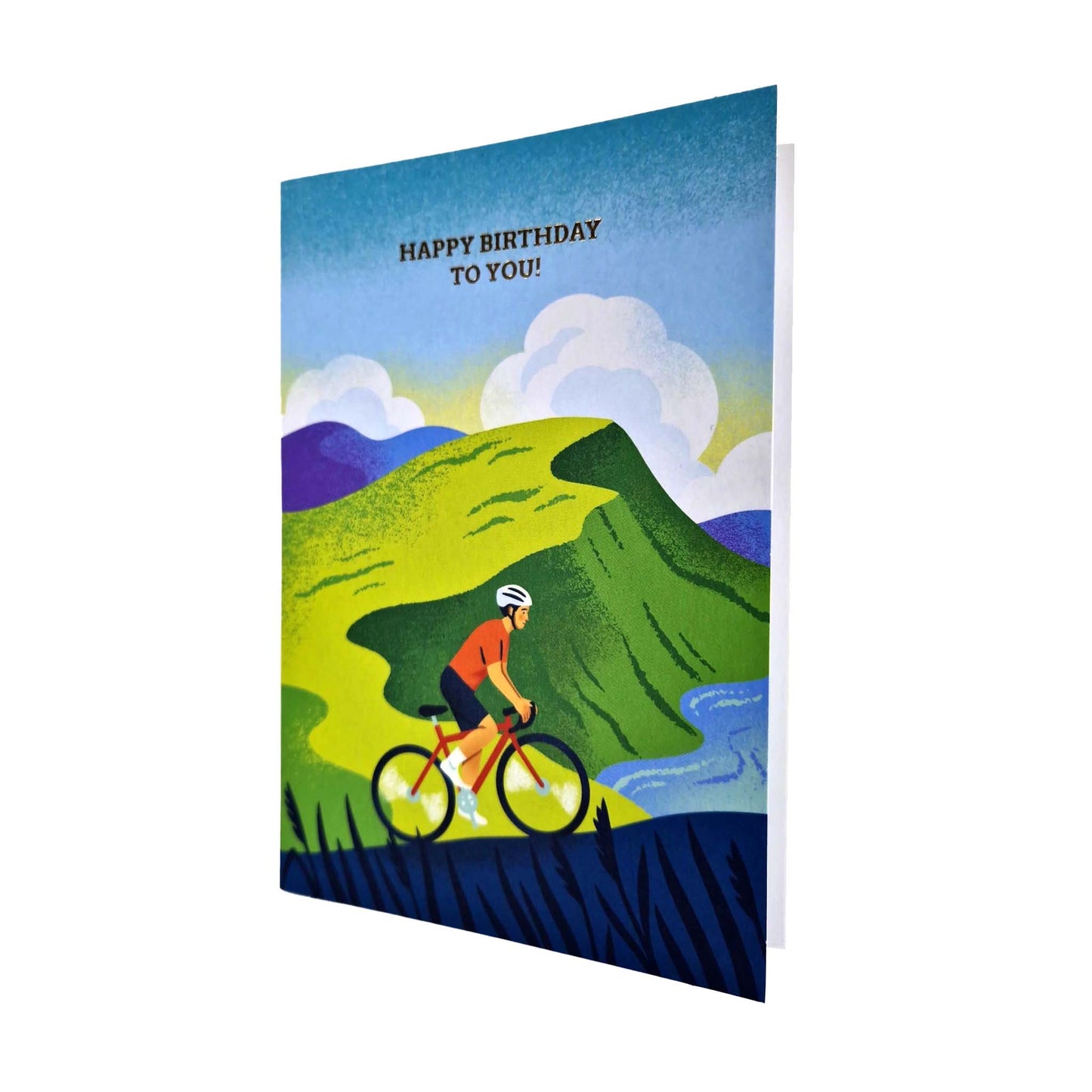 Happy Birthday To You Cyclist Gold Foiled Birthday Card