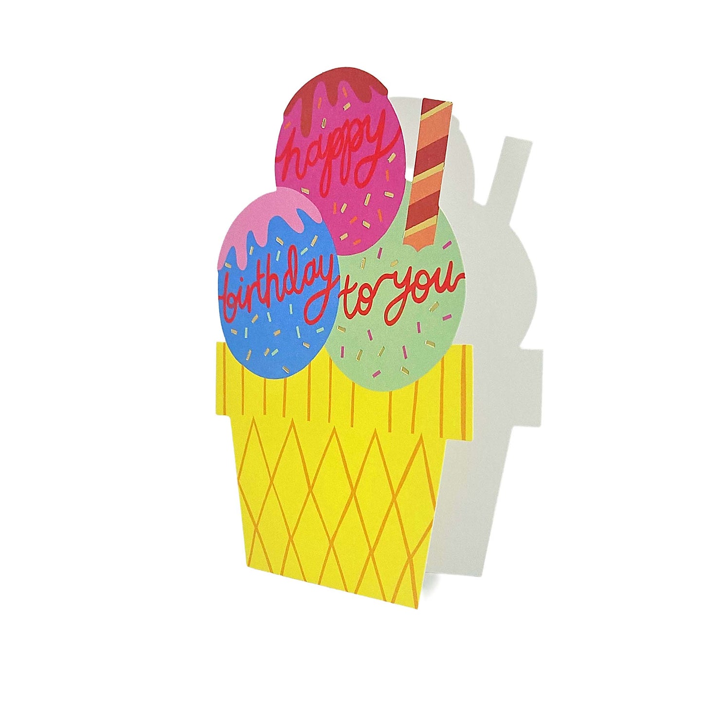 Happy Birthday To You Ice-cream Cutout Birthday Card