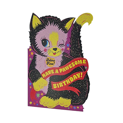 Pawesome Birthday Cat Cutout Birthday Card