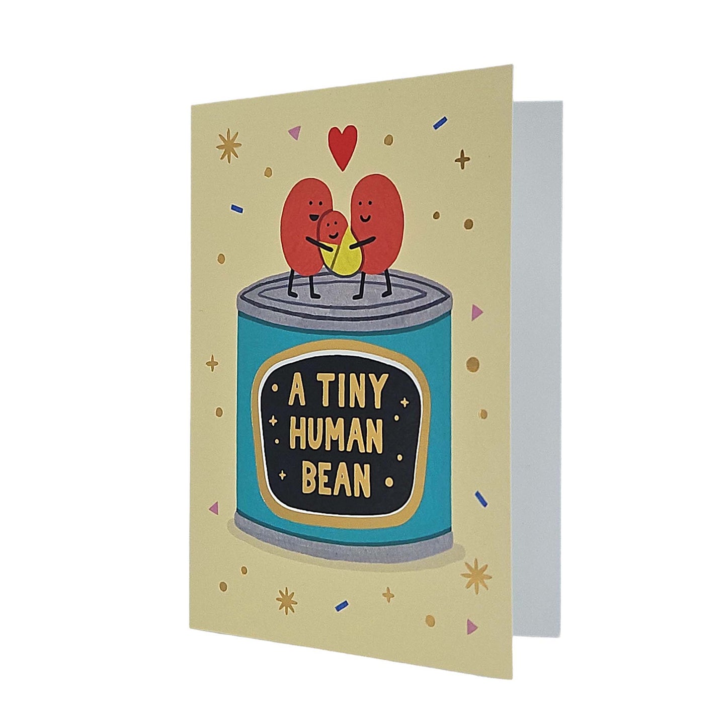 Tiny Human Bean Gold Foiled New Baby Card
