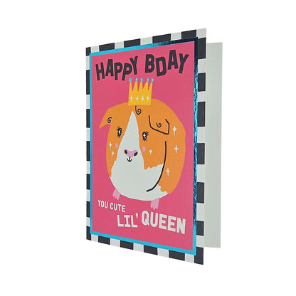 Happy Birthday Cute Lil Queen Guinea Pig Birthday Card