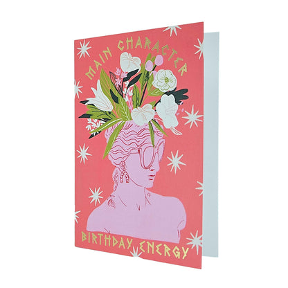 Main Character Energy Greek Goddess Gold Foiled Birthday Card