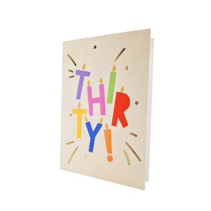 Gold Foiled Thirty! Letter Candles Birthday Card