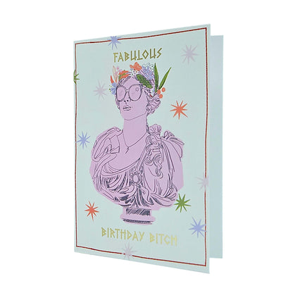 Fabulous Birthday Bitch Greek Goddess Gold Foiled Birthday Card