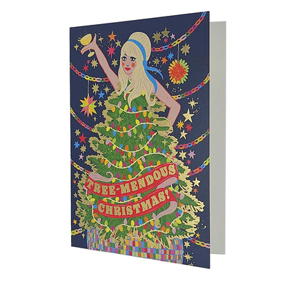Tree-Mendous Christmas Tree Gold Foiled Christmas Card