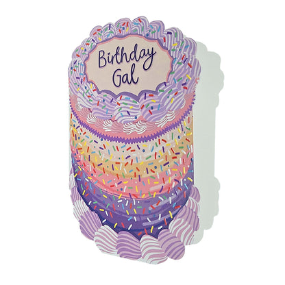 Birthday Gal Sprinkles Spot Varnish Cutout Cake Birthday Card