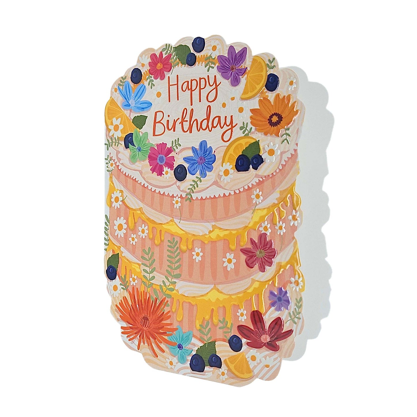 Happy Birthday Spot Varnish Cutout Cake Birthday Card