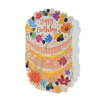 Happy Birthday Spot Varnish Cutout Cake Birthday Card