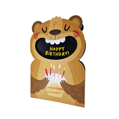 Big Mouthed Bear Die Cut Kids Birthday Card