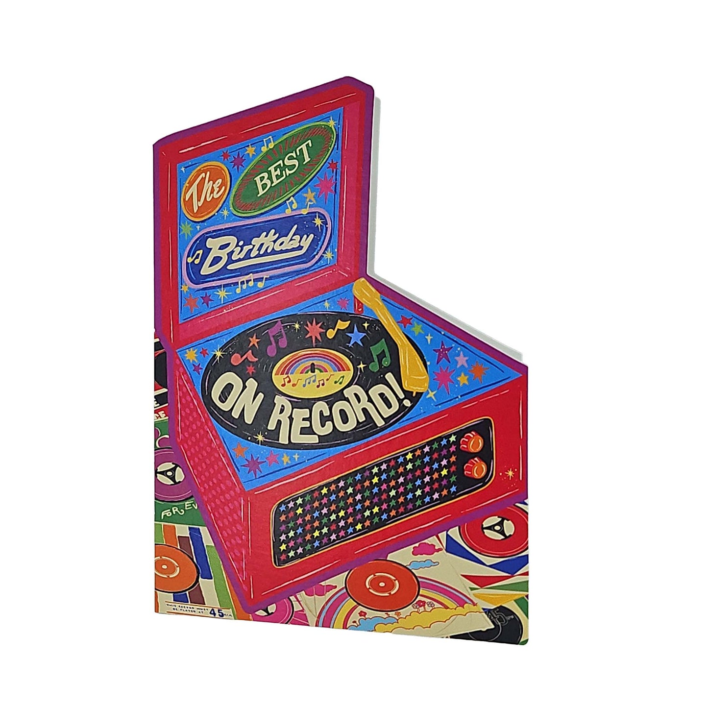 Best Birthday Vinyl Record Player Cutout Birthday Card