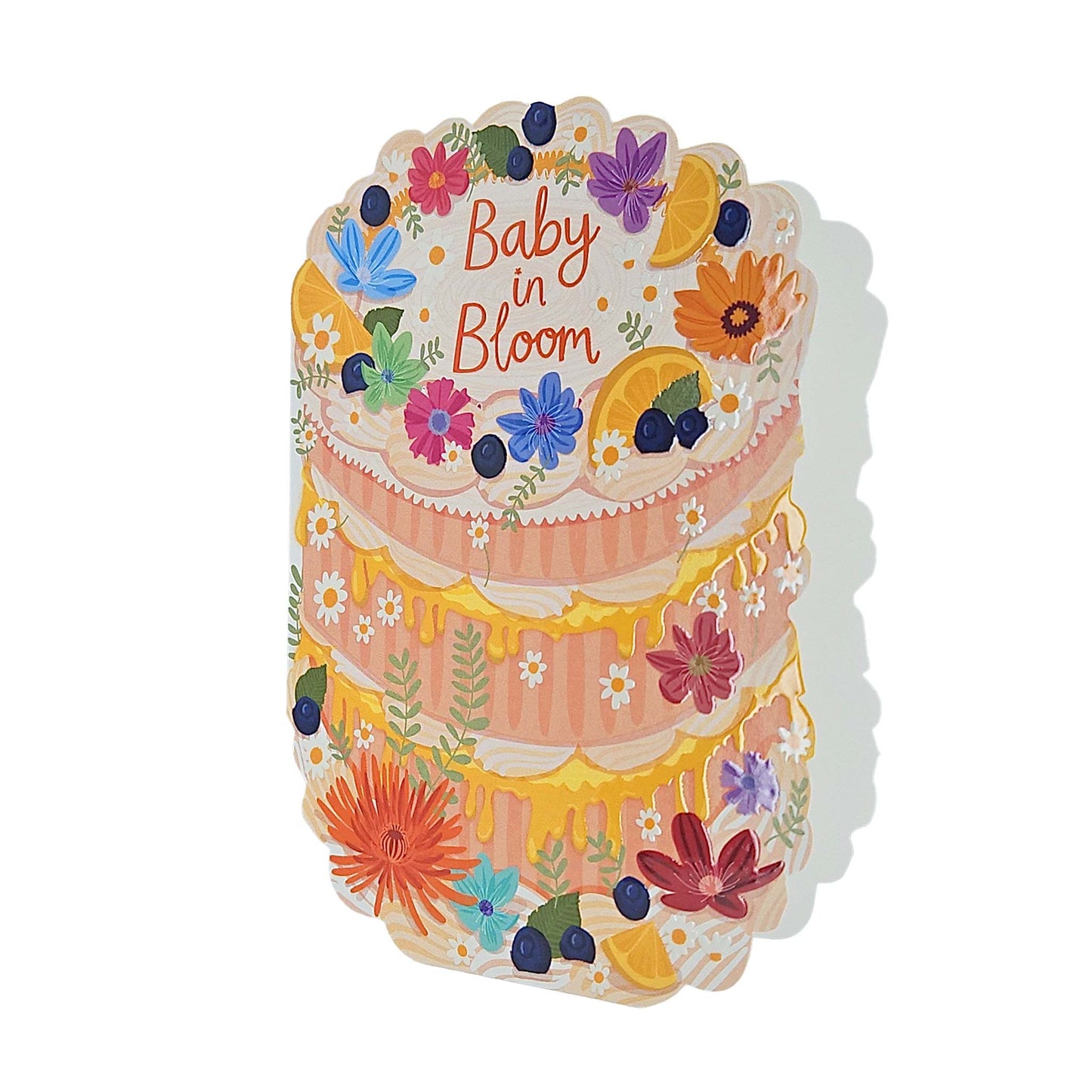 Baby in Bloom Spot Varnish Cutout Cake Pregnancy Card