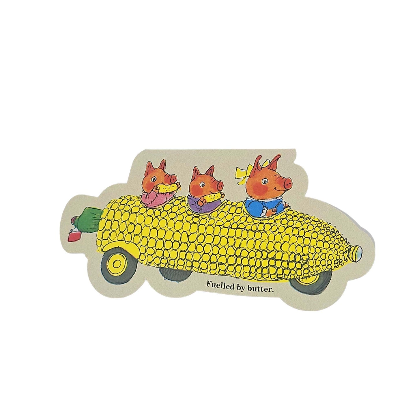 Corn on the Cob Pigs Car Richard Scarry Cutout Card